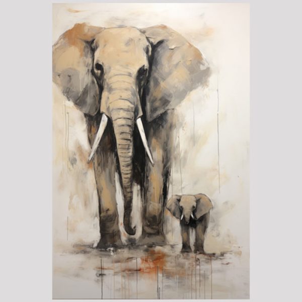 vierkant_23015-Elephant with child-Painting