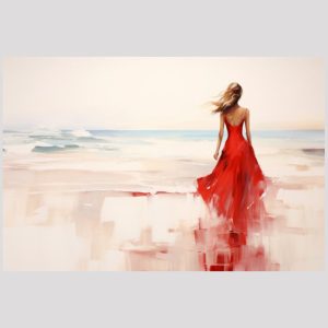 vierkant_23045-Lady in red by the sea-Abstract painting