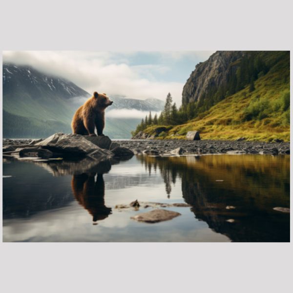 vierkant_23061-Bear reflextion in water-Animals